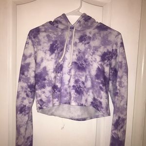 Purple tie dye hoodie crop top